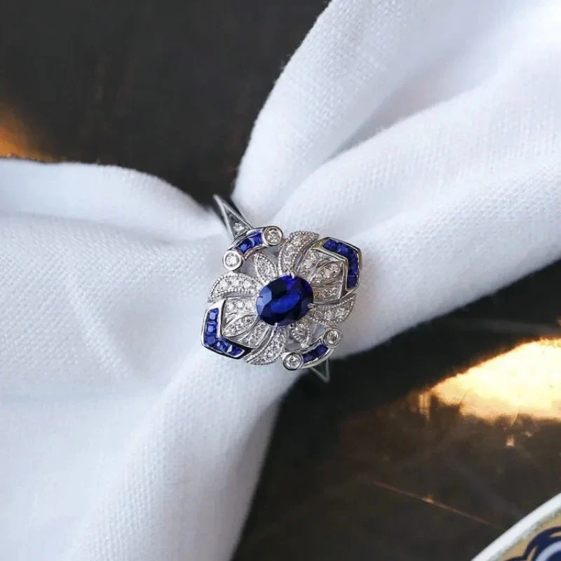 Fashion classic luxury women's light blue sapphire ring - Image 6