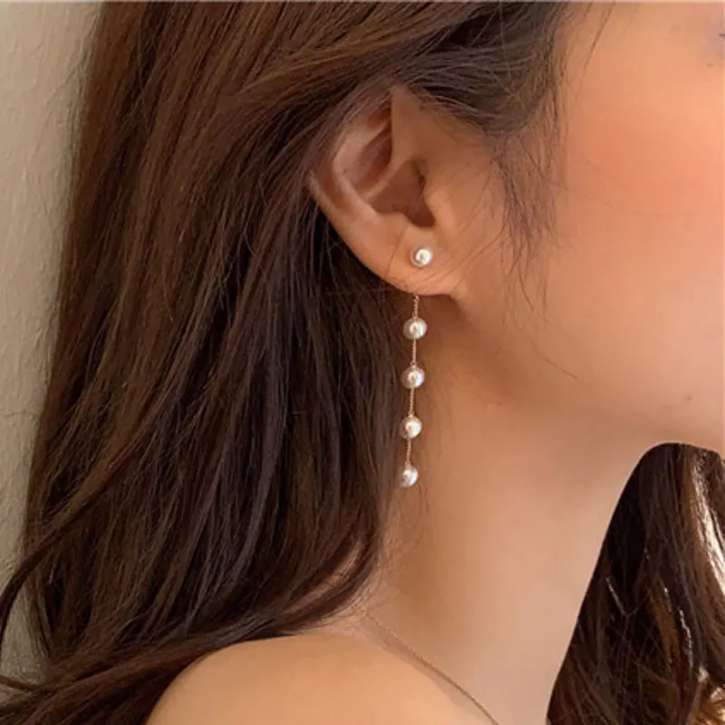 New Trend Simulated Pearl White Round Pearl Earrings - Image 2